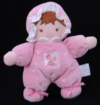 Carters Girl Doll Pink Roses Rosettes Lovey Rattle Plush